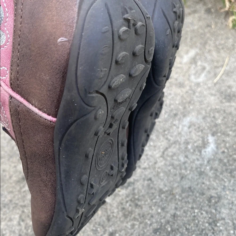 Pink and Brown Kids Cowboy Boots Cowgirl Western boot with Silver Butterfly’s - Picture 10 of 12